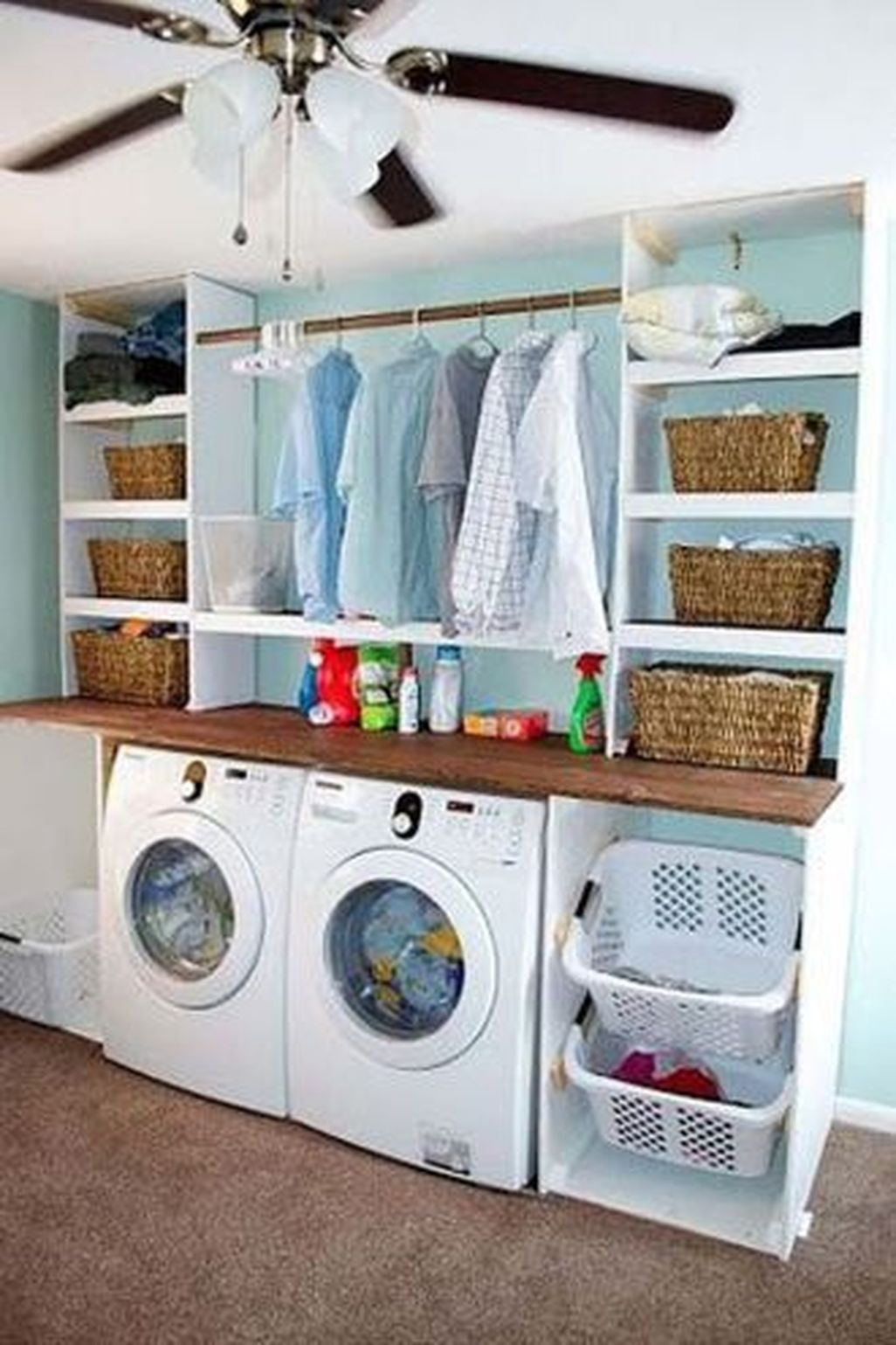 Modern Basement Remodel Laundry Room Ideas 37