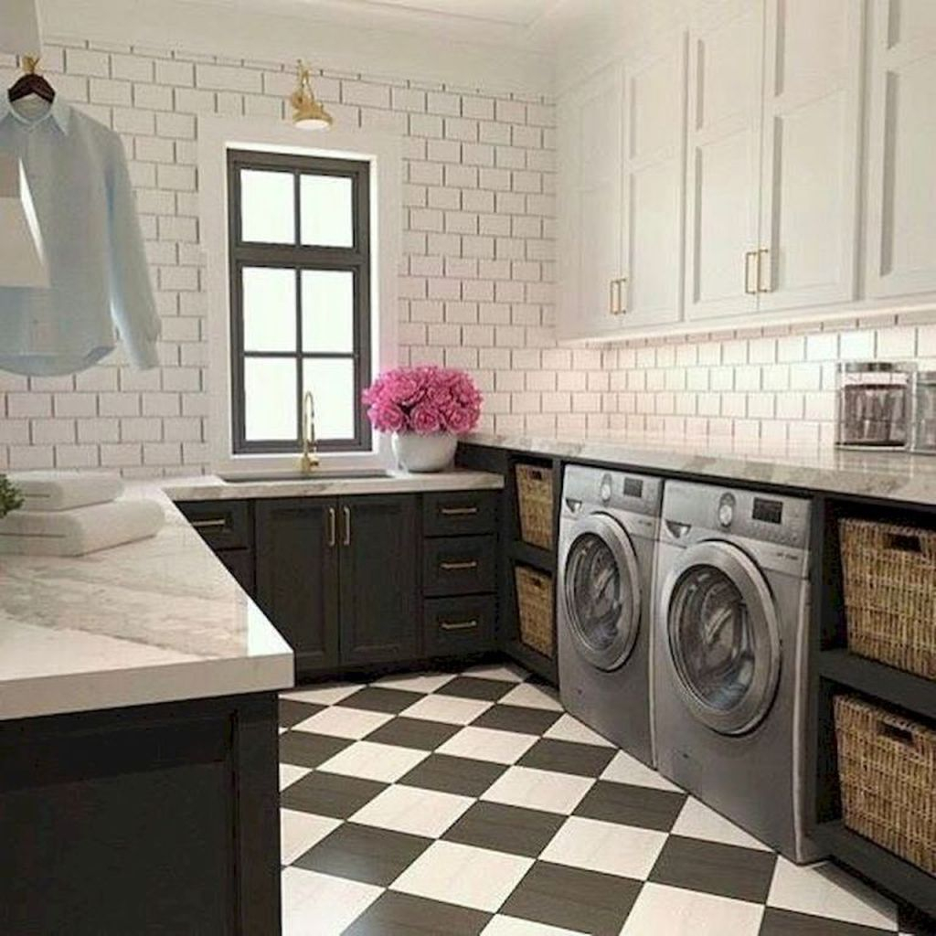 47 Beautiful Laundry Room Tile Design HOMISHOME