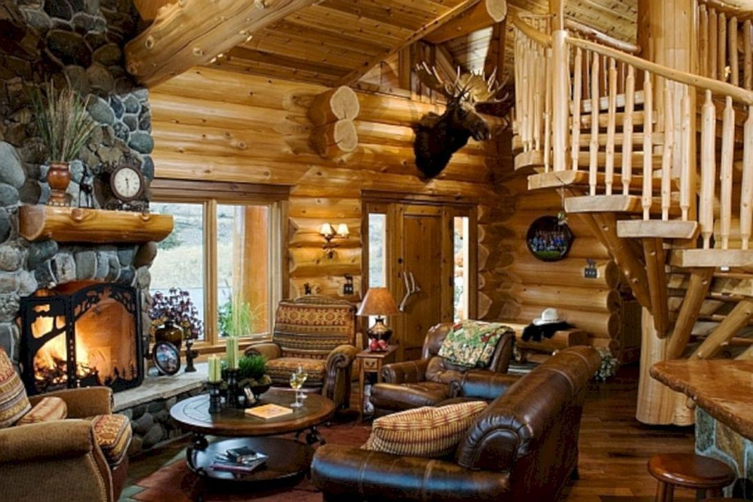 Gorgeous Log Cabin Style Home Interior Design06