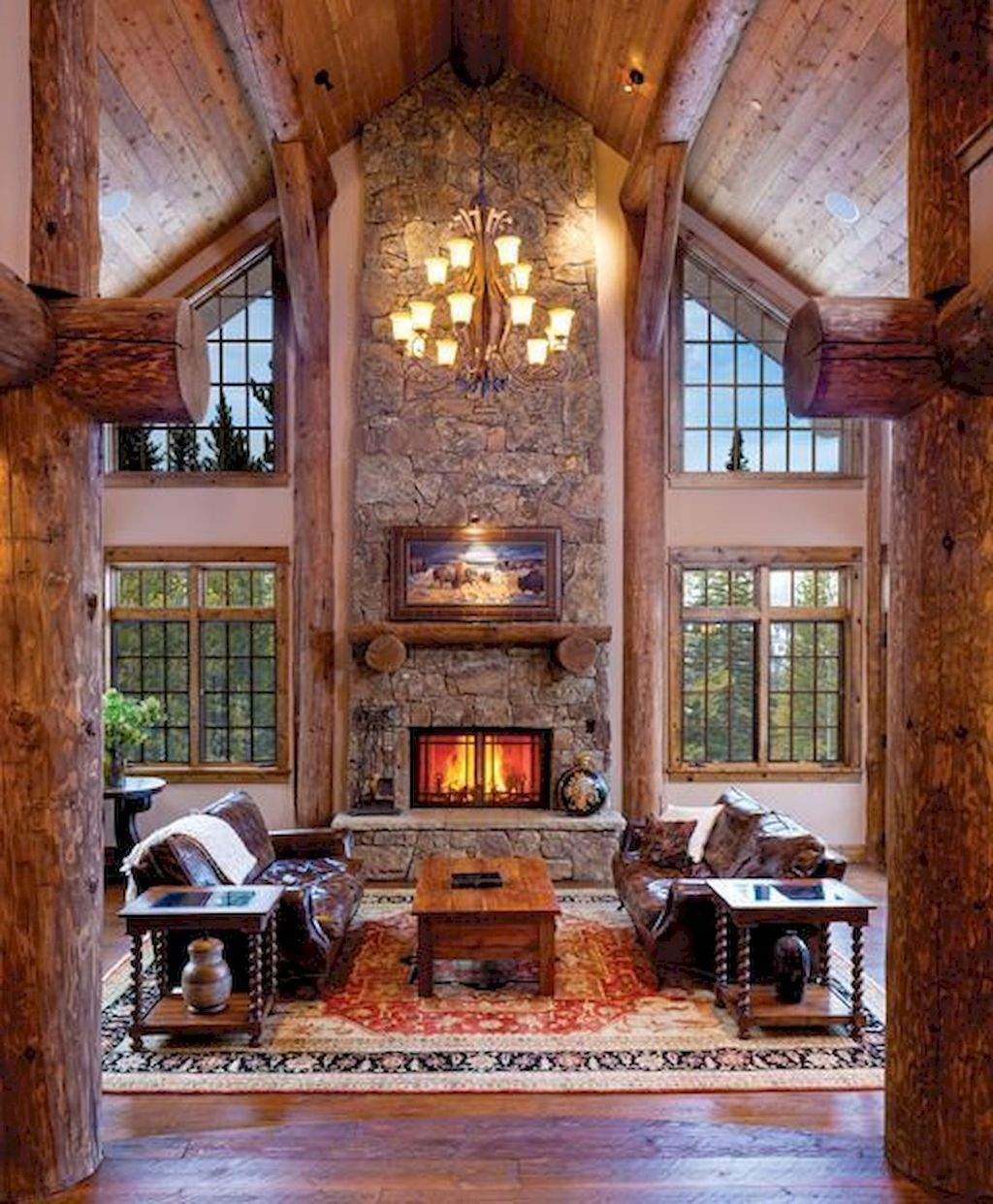 Gorgeous Log Cabin Style Home Interior Design16
