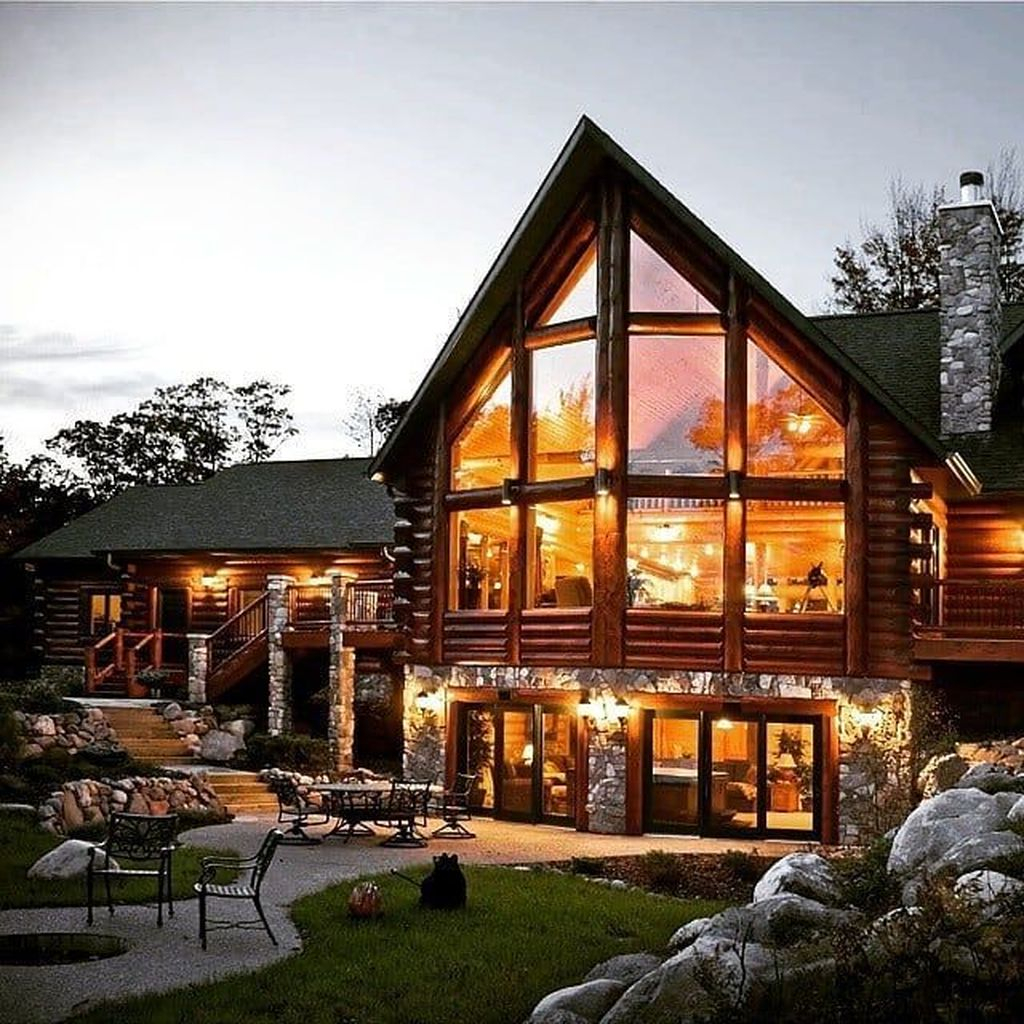 Gorgeous Log Cabin Style Home Interior Design17