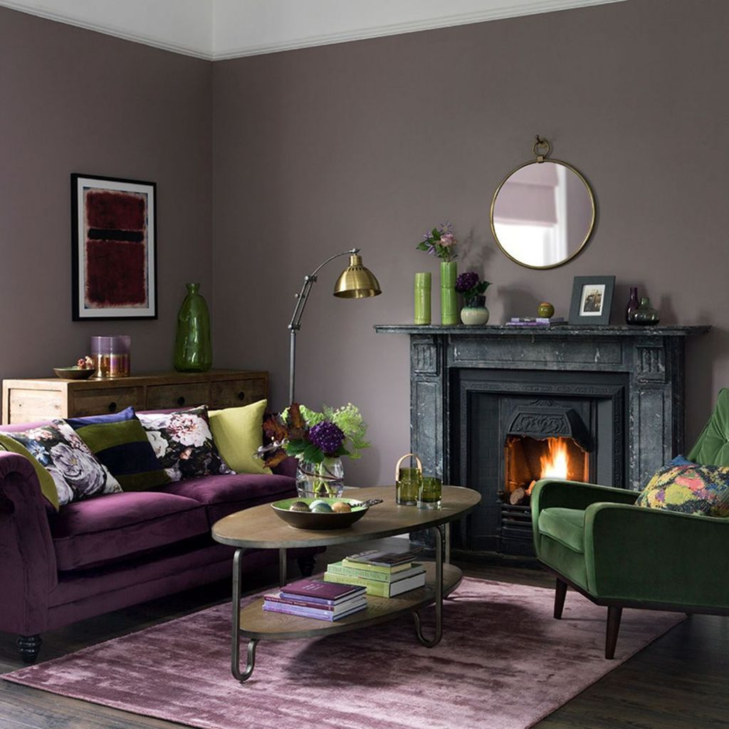 Awesome Living Room Green And Purple Interior Color Ideas06