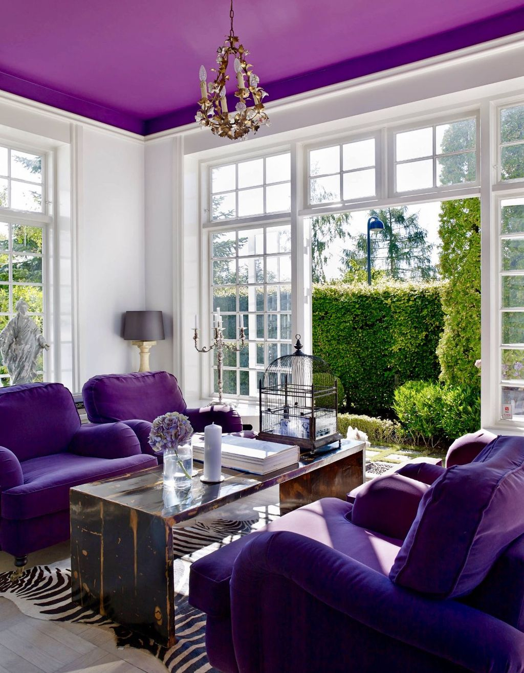 Awesome Living Room Green And Purple Interior Color Ideas10