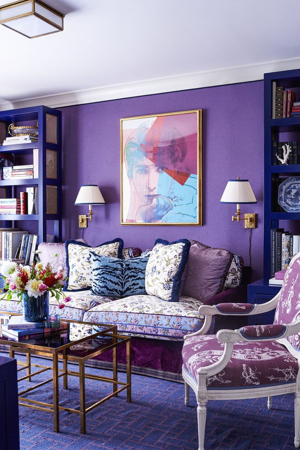 Awesome Living Room Green And Purple Interior Color Ideas25