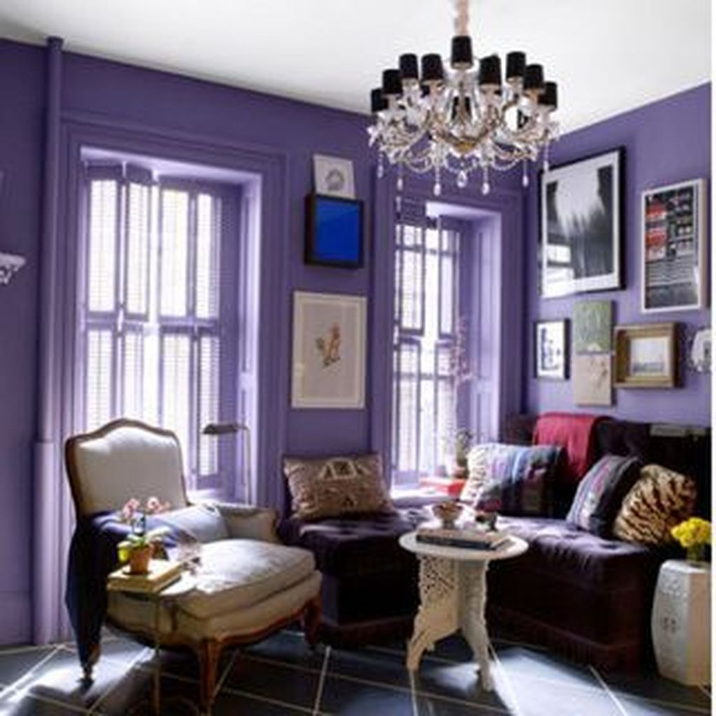 Awesome Living Room Green And Purple Interior Color Ideas30