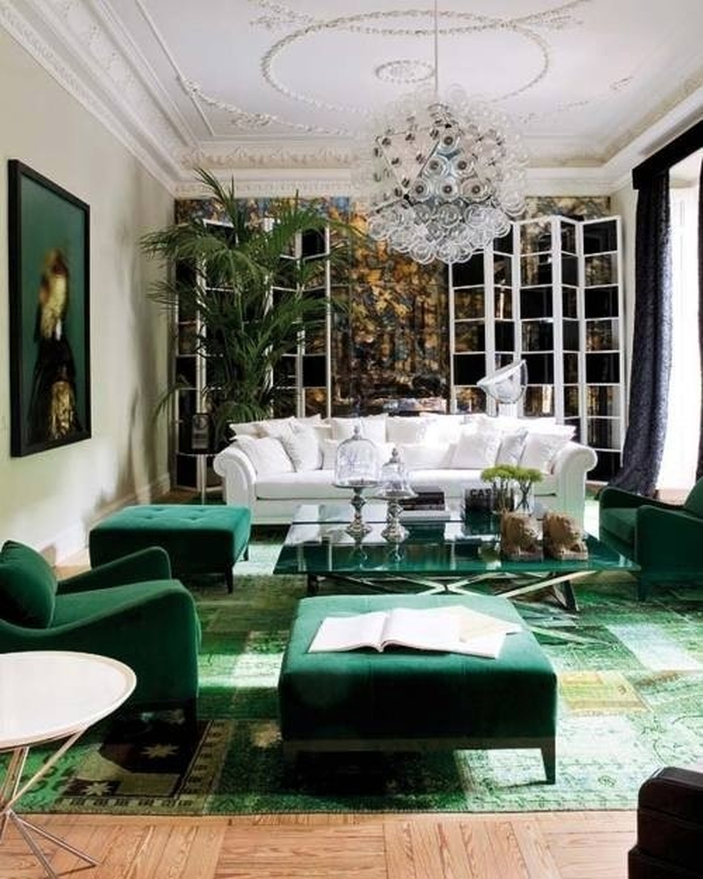 Awesome Living Room Green And Purple Interior Color Ideas33