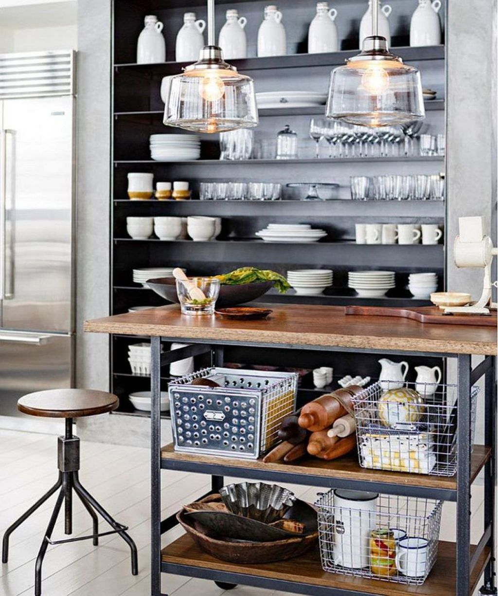 Wonderful Industrial Kitchen Shelf Design Ideas To Organize Your Kitchen15