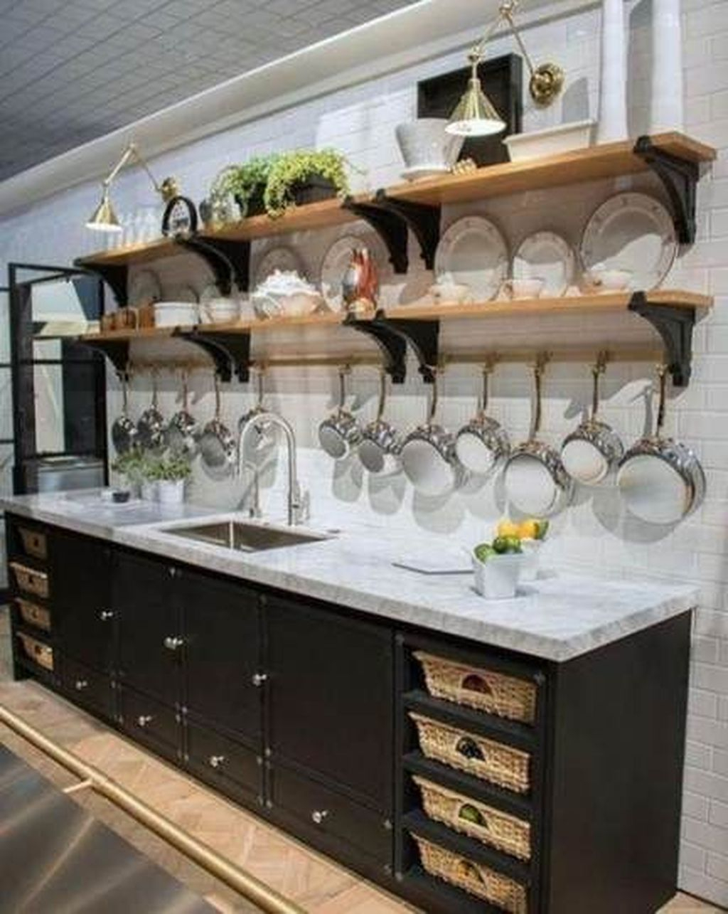 Wonderful Industrial Kitchen Shelf Design Ideas To Organize Your Kitchen18