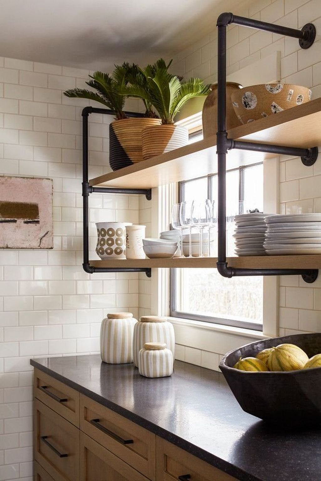 Wonderful Industrial Kitchen Shelf Design Ideas To Organize Your Kitchen19