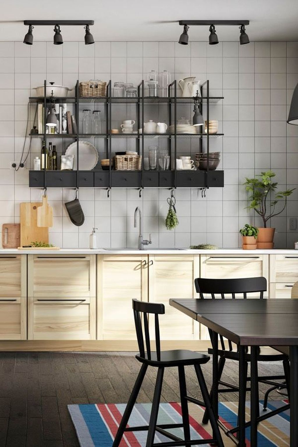 Wonderful Industrial Kitchen Shelf Design Ideas To Organize Your Kitchen23