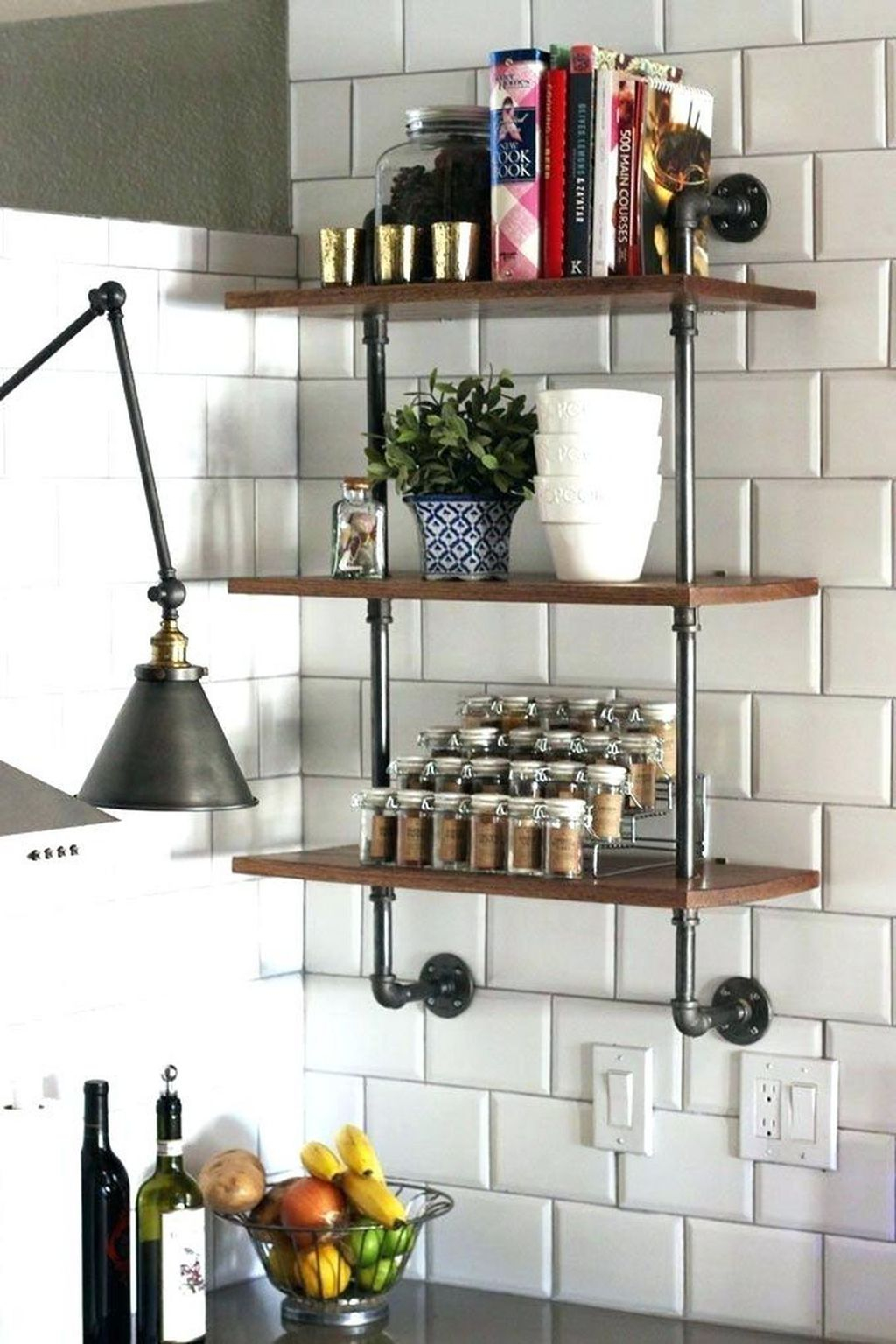 Wonderful Industrial Kitchen Shelf Design Ideas To Organize Your Kitchen29