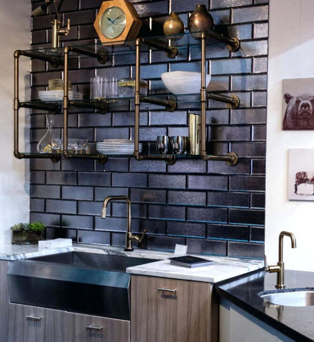 Wonderful Industrial Kitchen Shelf Design Ideas To Organize Your Kitchen41